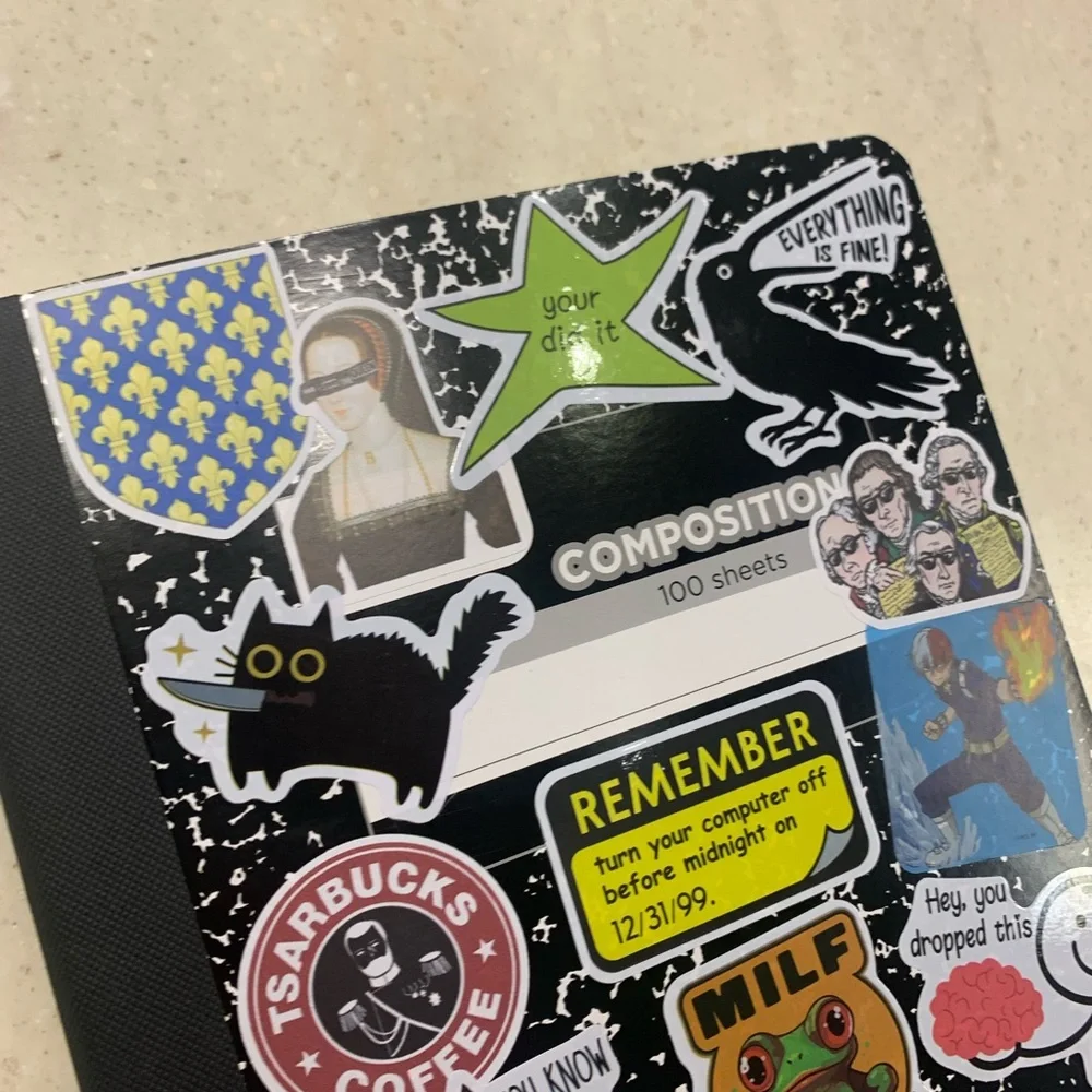 Brand New Sticker-Covered Composition Notebook. One-of-a-Kind